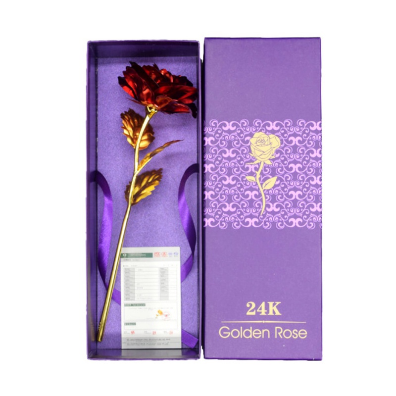 24K Gold Foil Rose Floral Thanksgiving Valentine's Day Mother Day Free Gift Box 